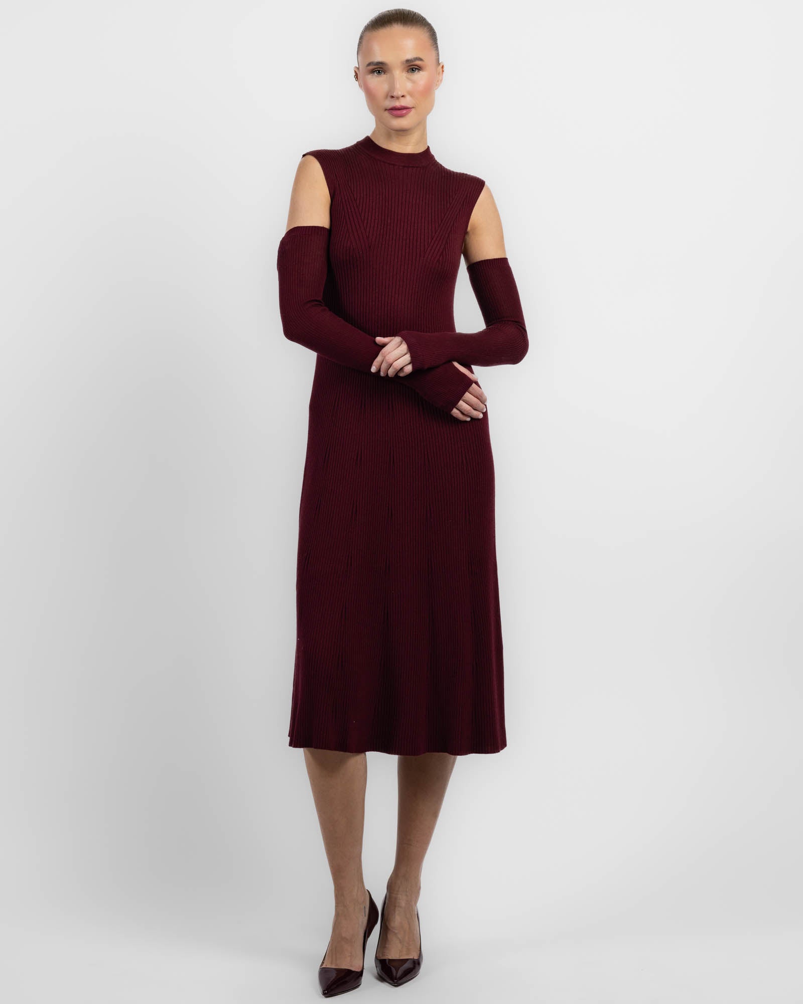 Robe longue côtelée