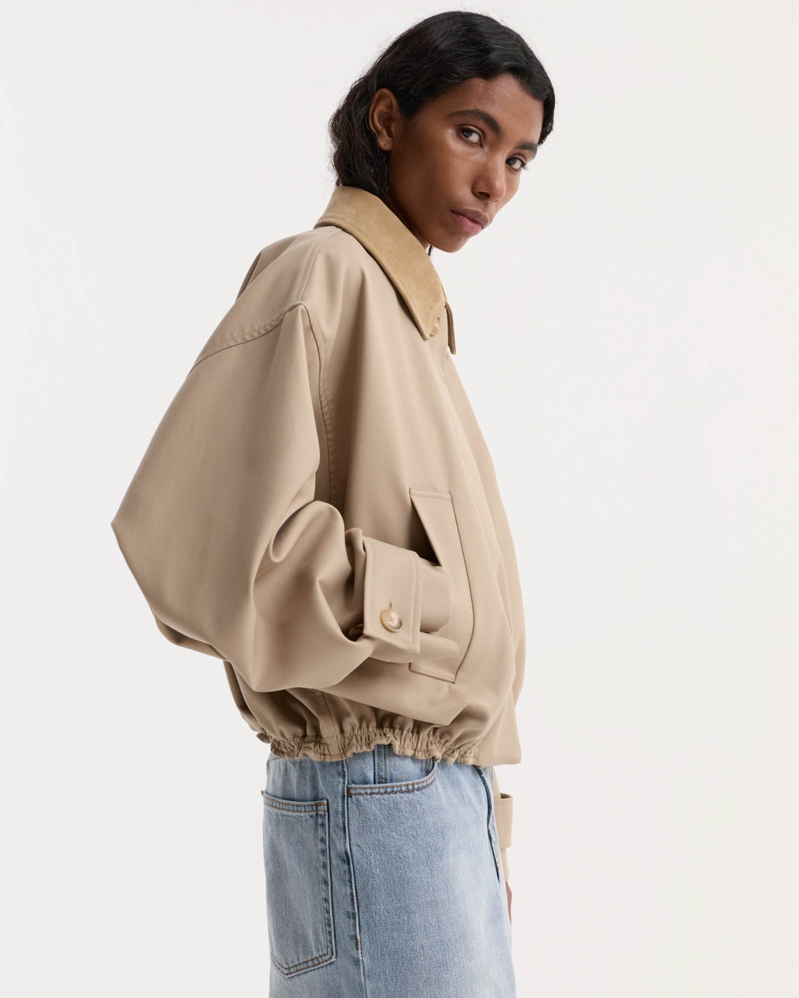 Suede Collar Blouson Jacket