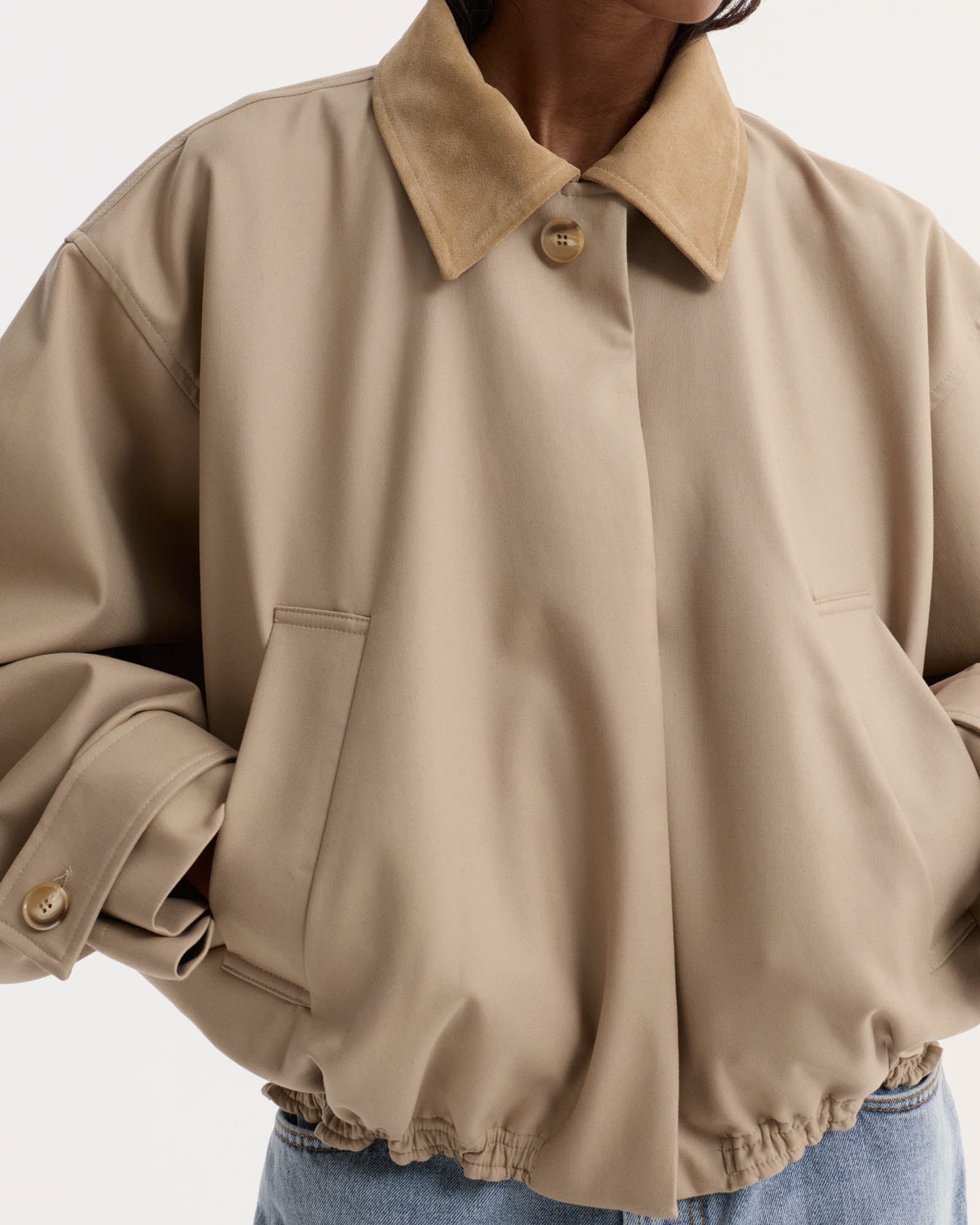 Suede Collar Blouson Jacket