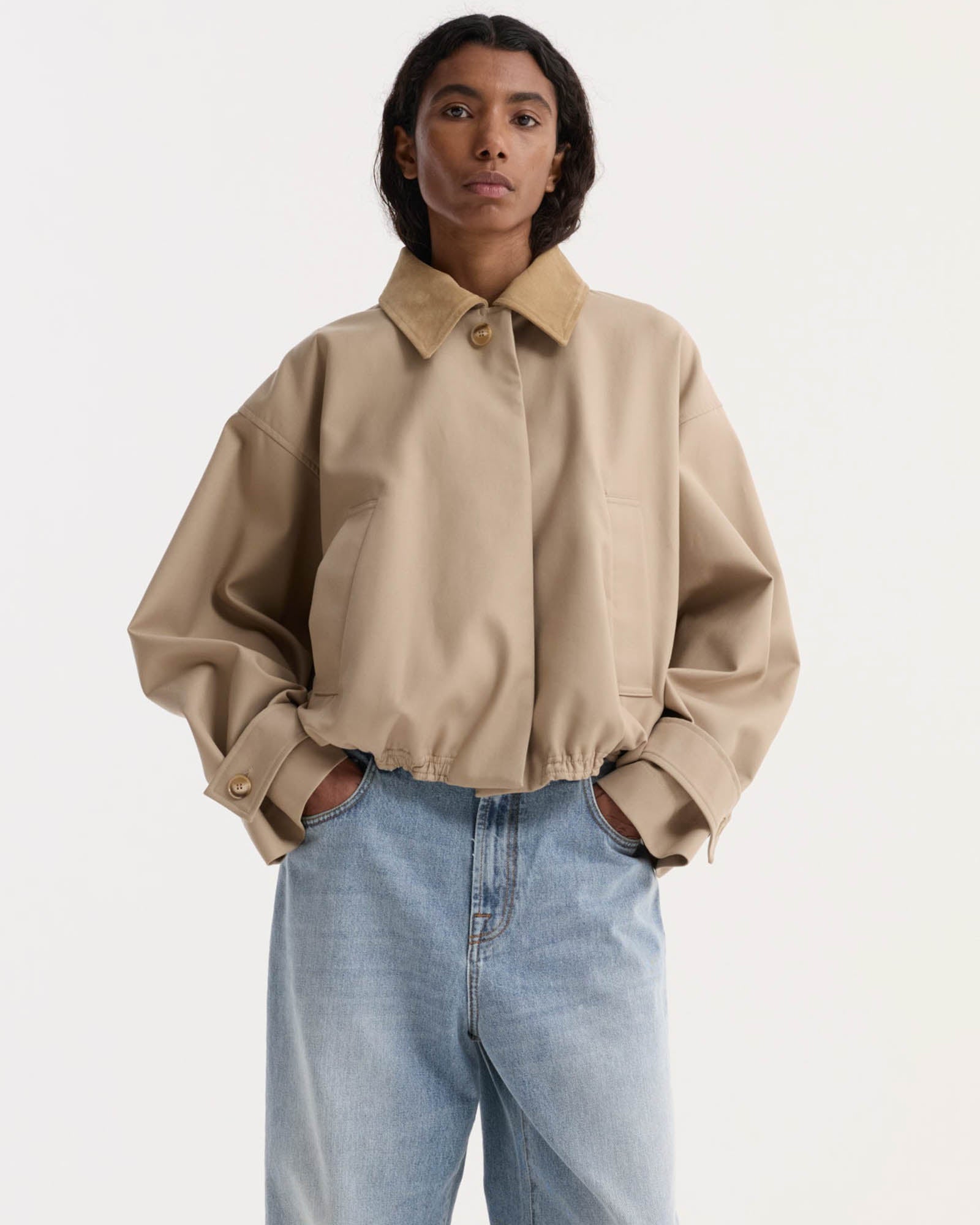 Suede Collar Blouson Jacket