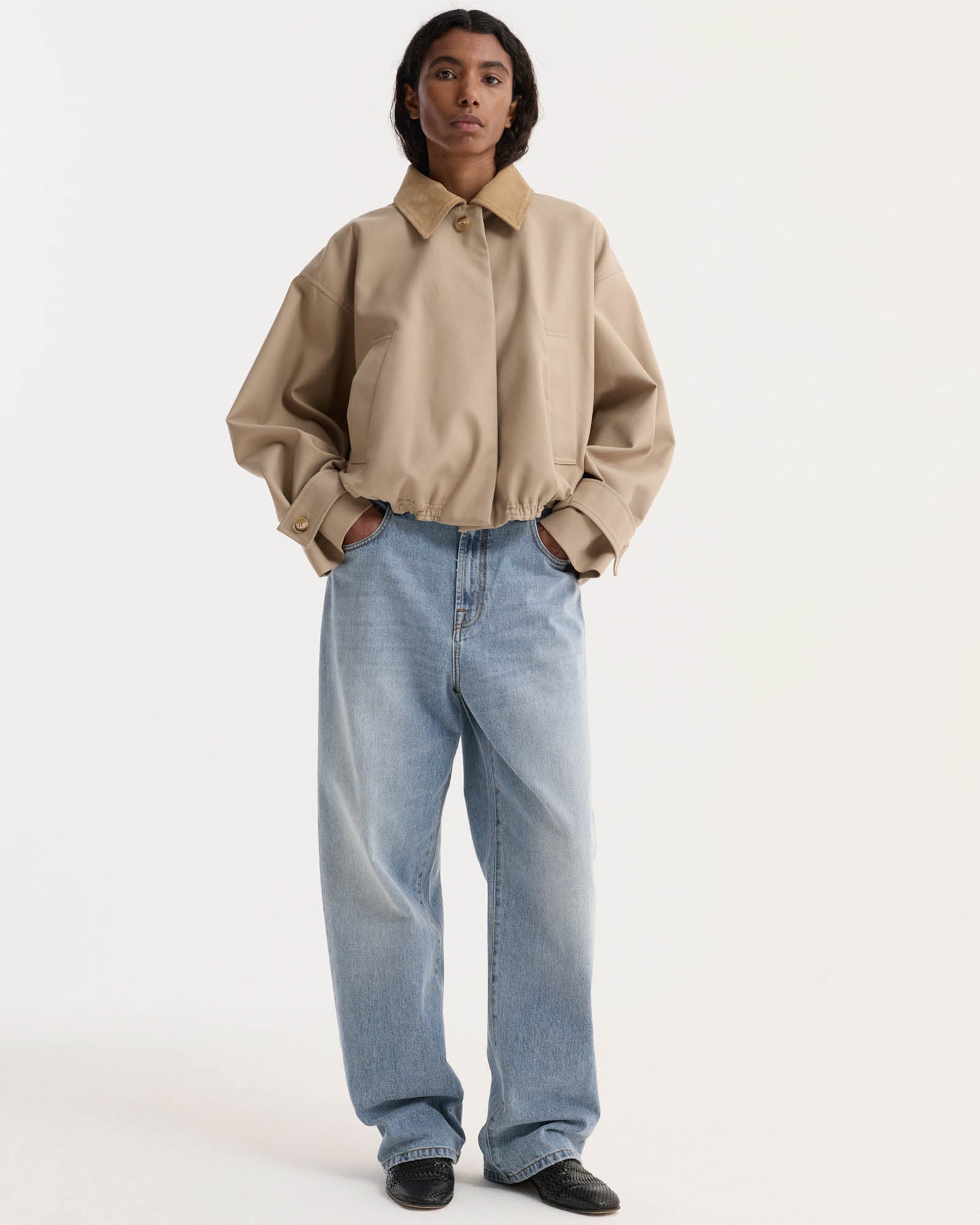 Suede Collar Blouson Jacket