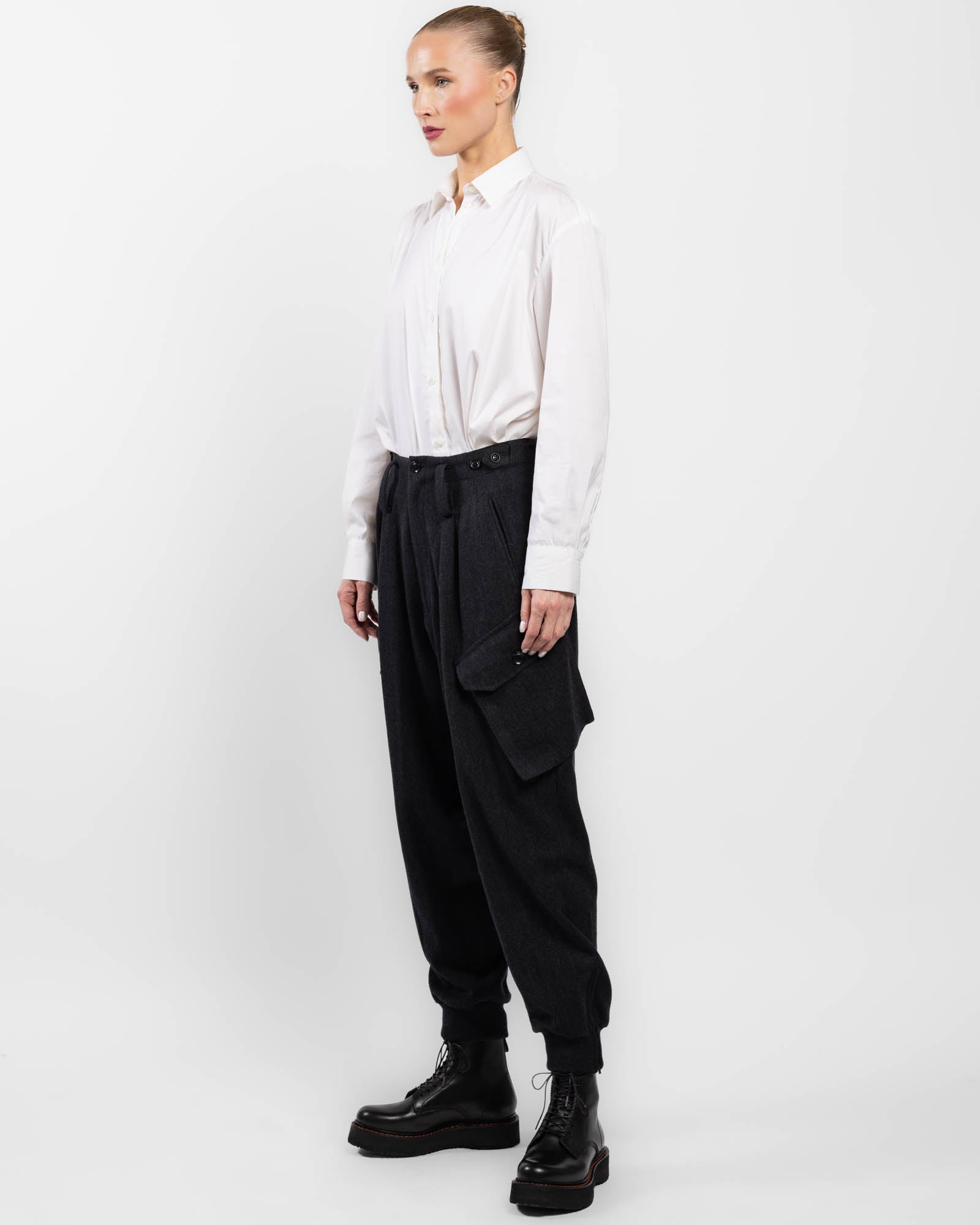 Pantalon à ourlet côtelé en U