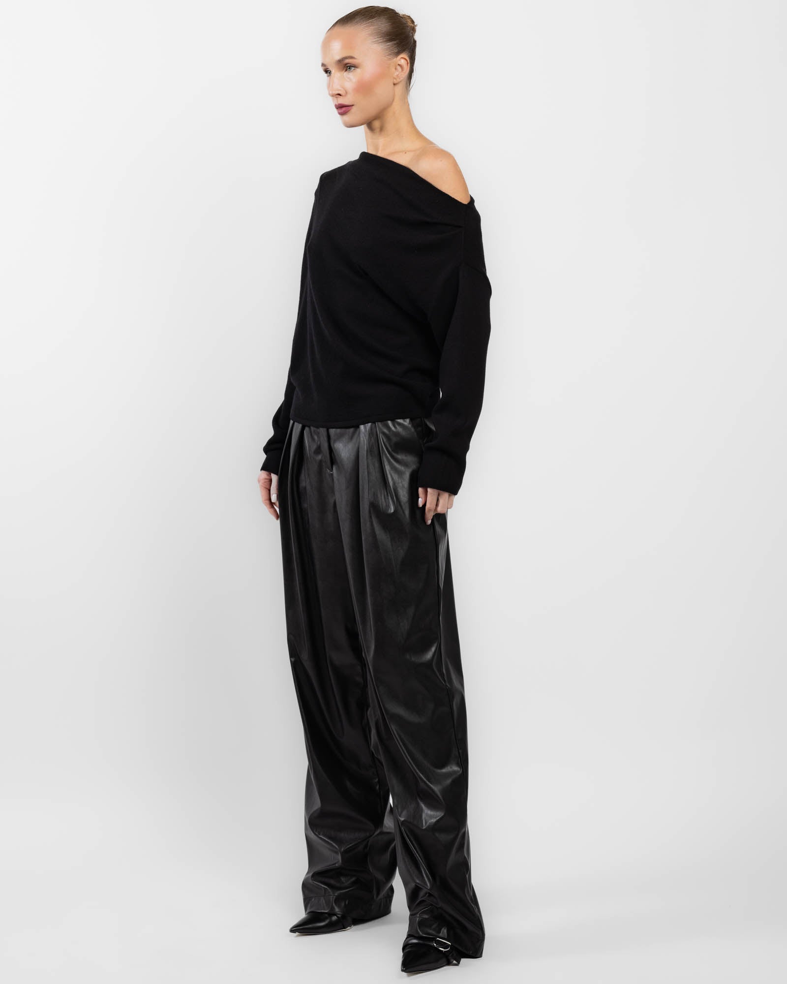 Long Sleeve Asymmetrical Drape Sweater