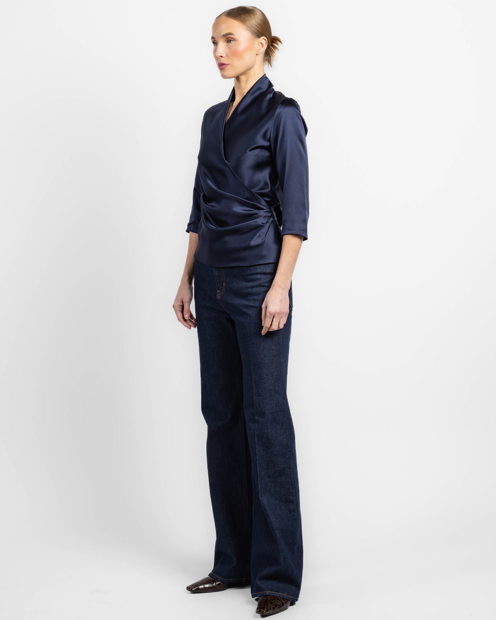 Three-Quarter Sleeve Wrap Top