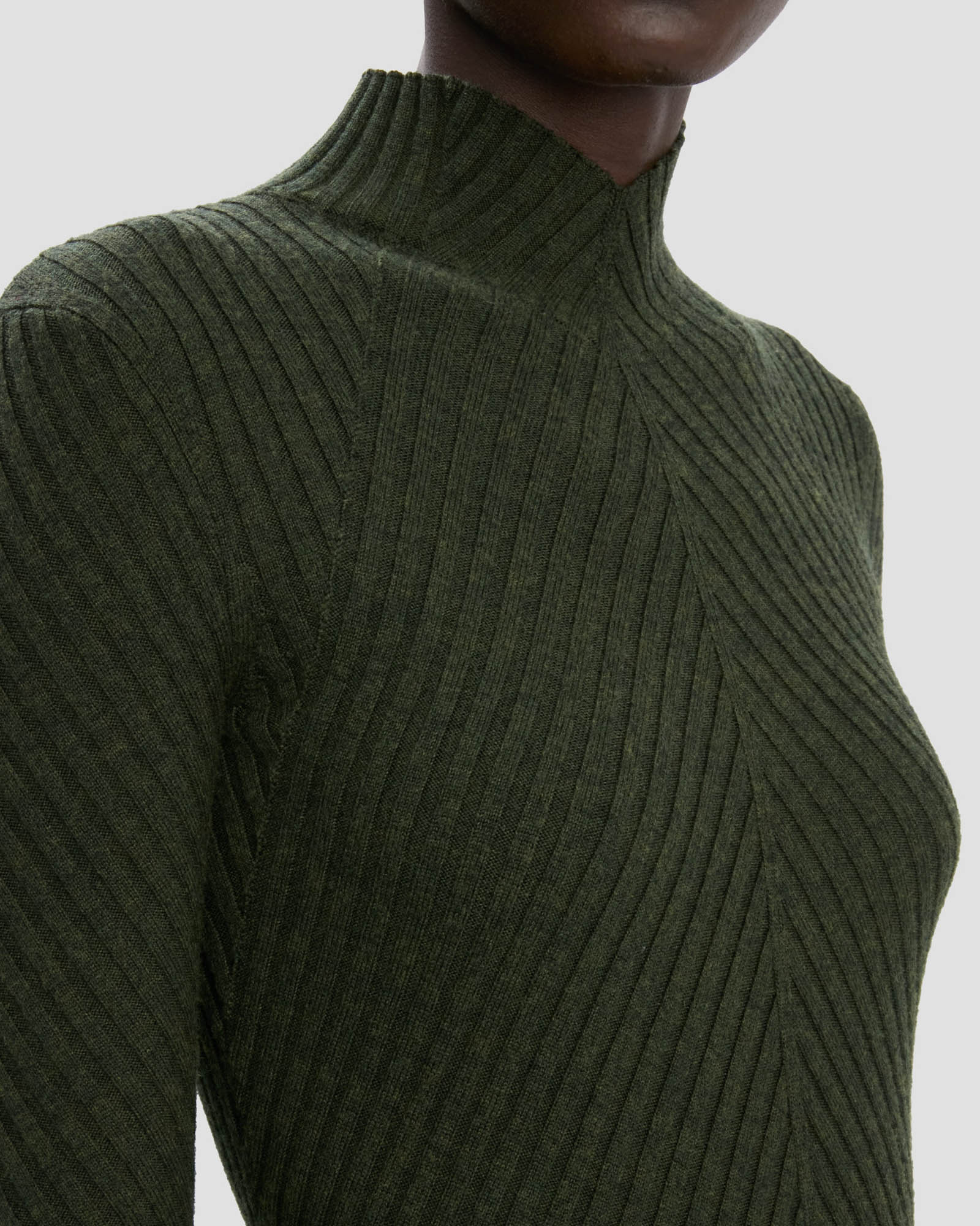 Ribbed Long Sleeve Polo Top
