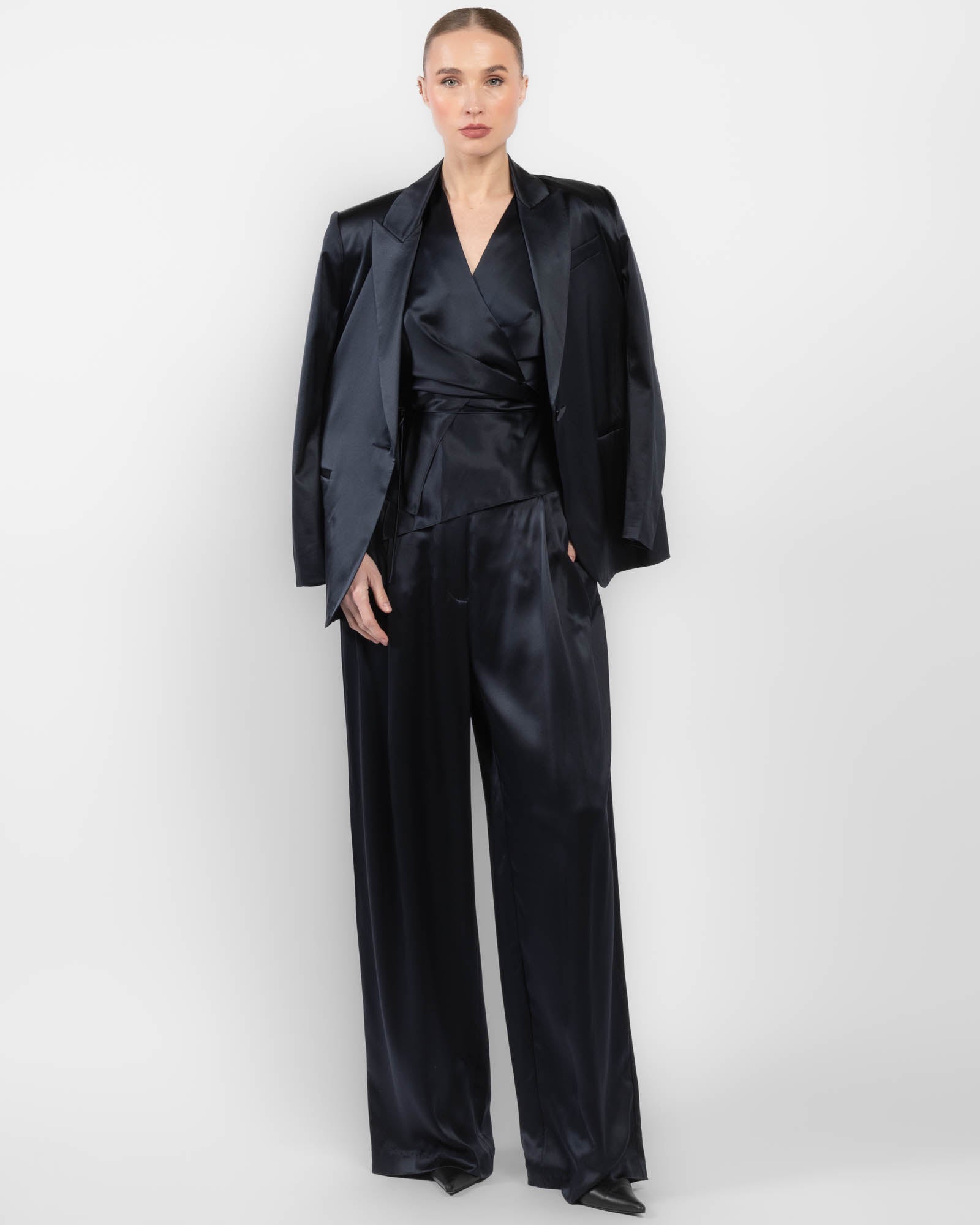 Drape Sleeve Wrap Blouse