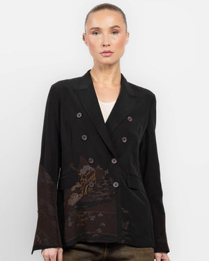 Double-Breasted Overdyed Kimono Jacket