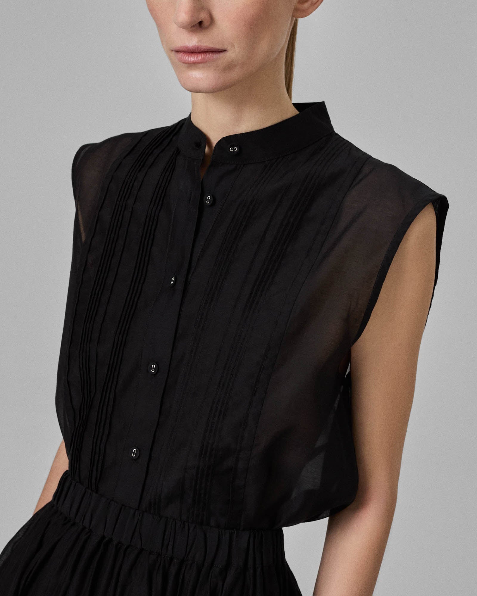 Sleeveless Tuxedo Shirt