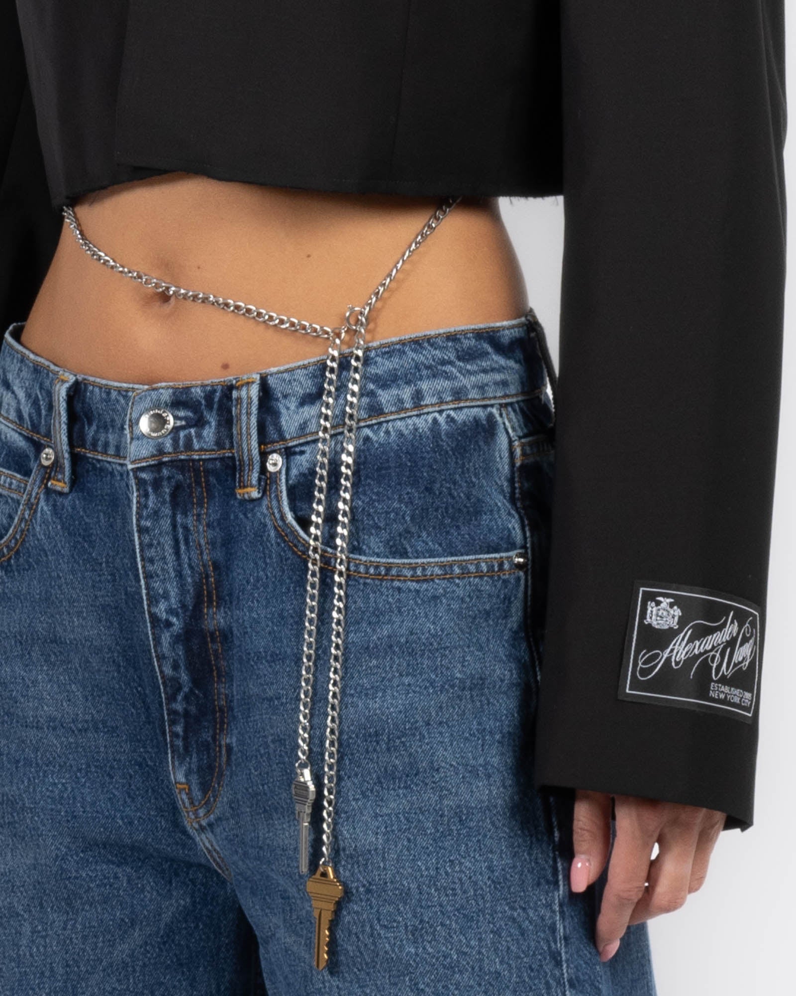 Cropped Blazer With Chain