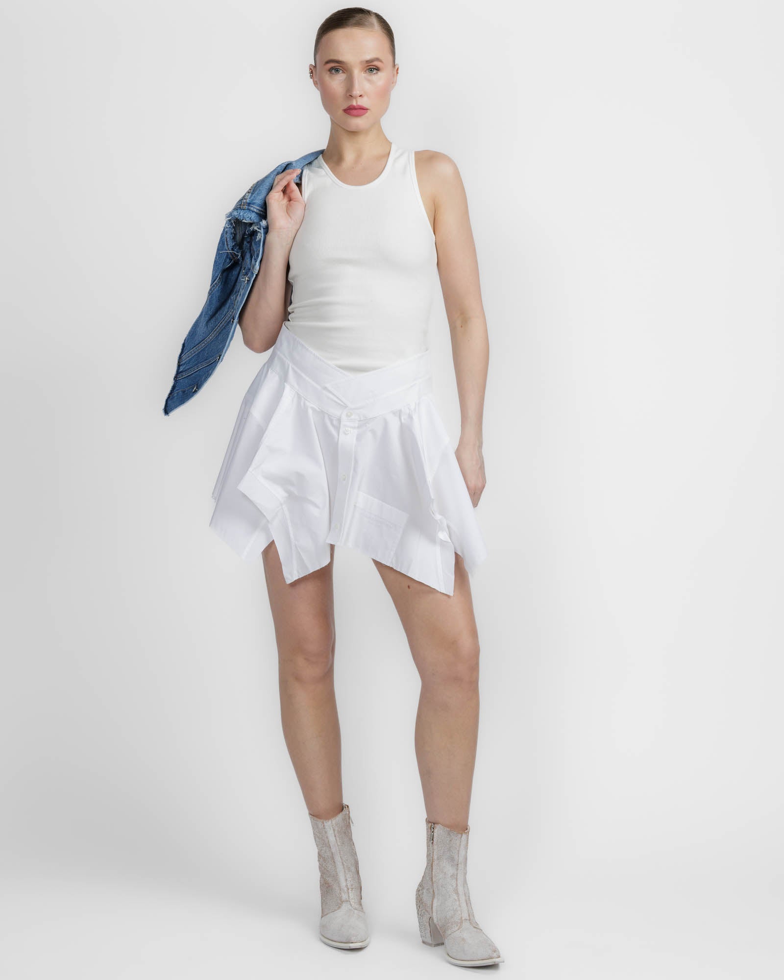 Prestyled Combo Denim Vest Dress