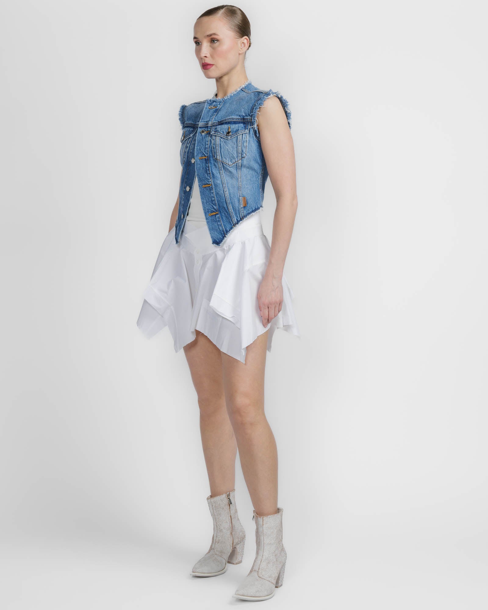 Prestyled Combo Denim Vest Dress