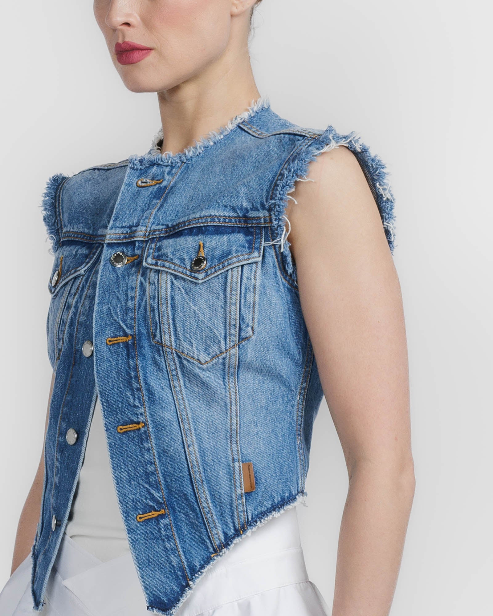 Prestyled Combo Denim Vest Dress