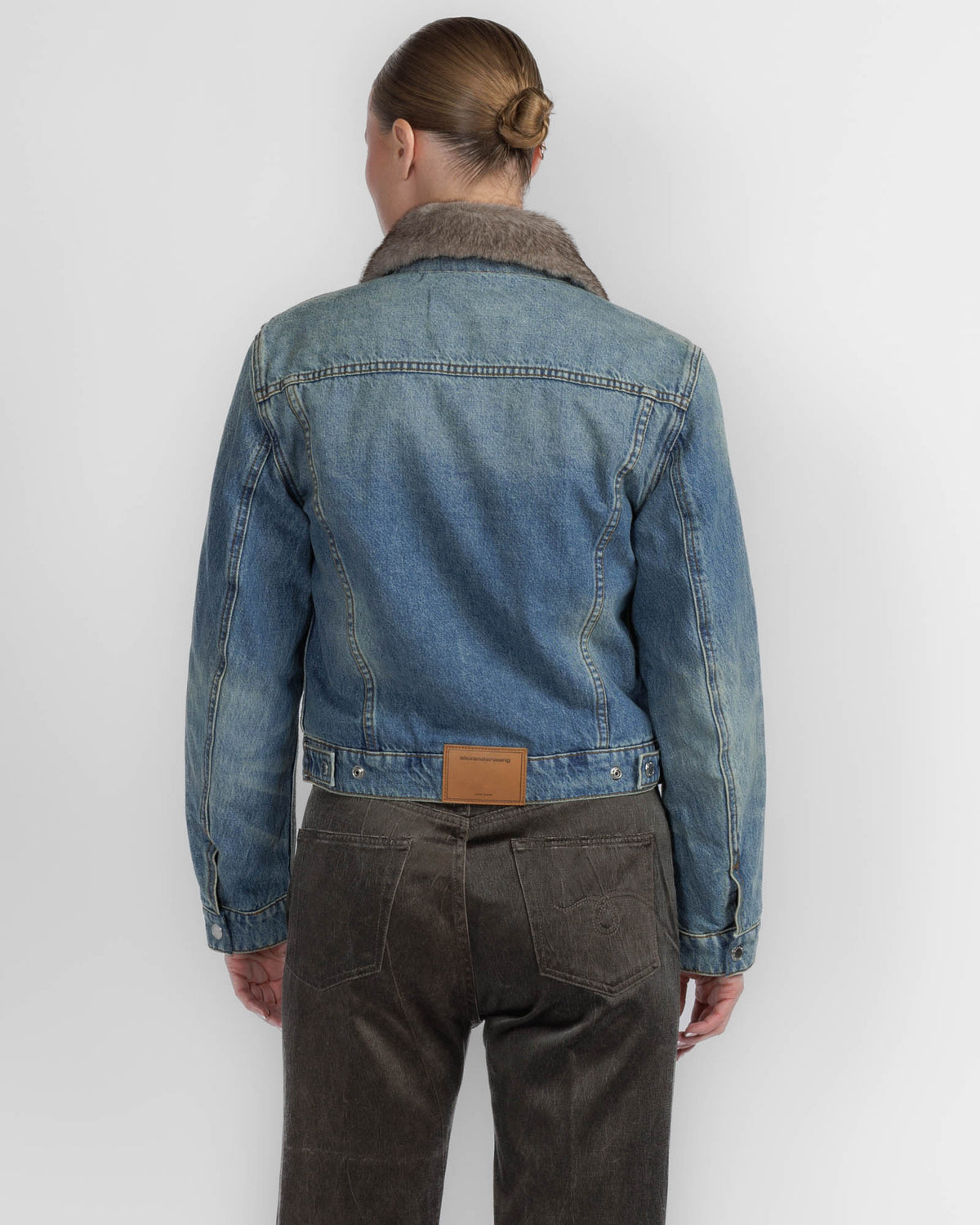 Denim Jacket With Faux Mink