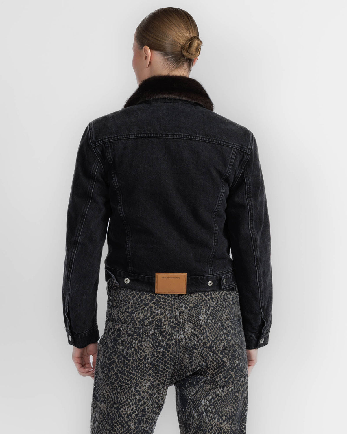 Denim Jacket With Faux Mink
