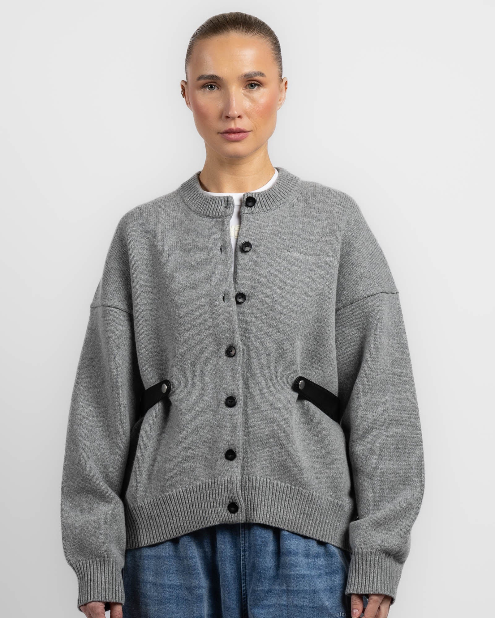ALEXANDER WANG Leather Tab Cardigan ALEXANDER WANG Leather Tab Cardigan