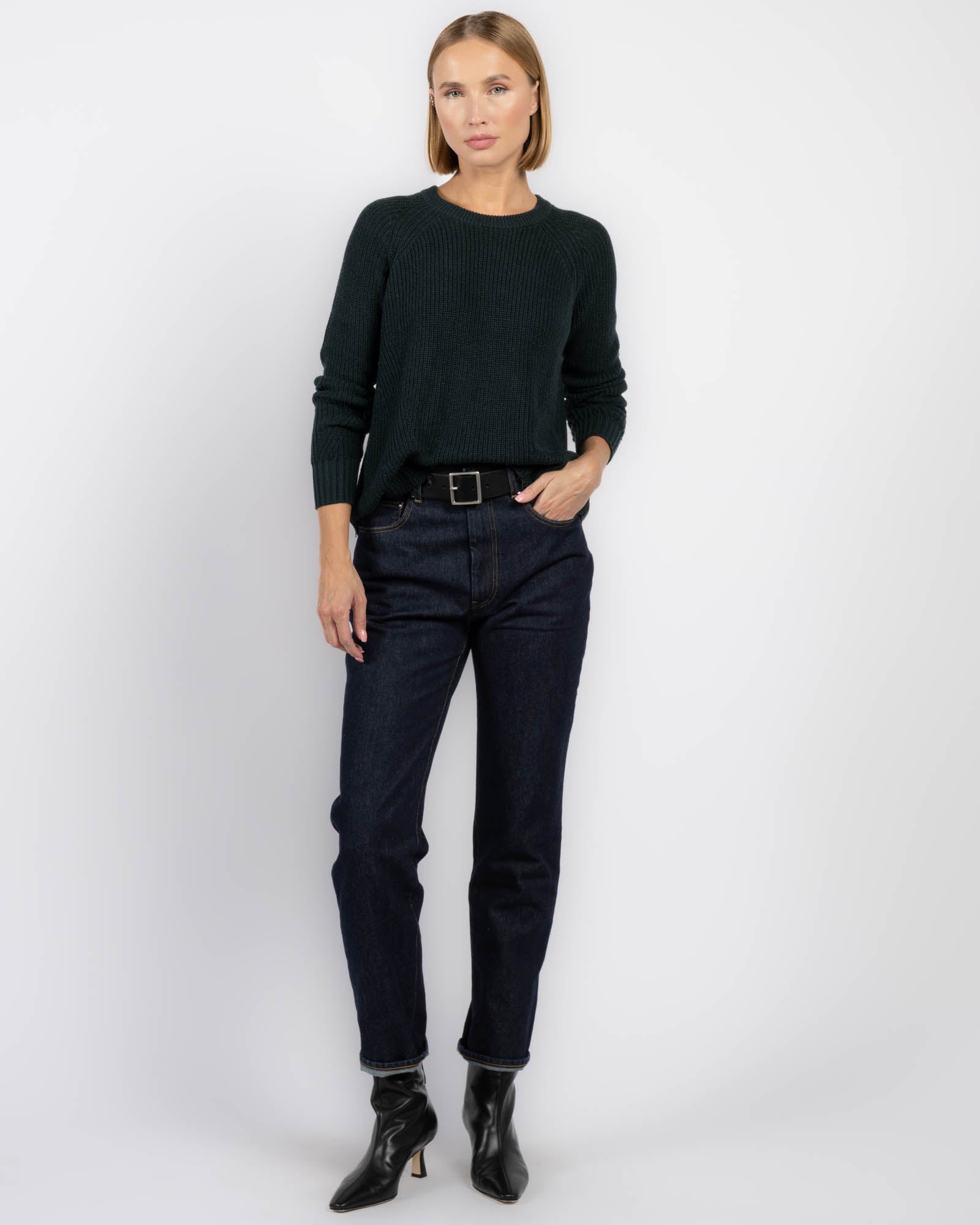 Distressed Scallop Shaker Sweater