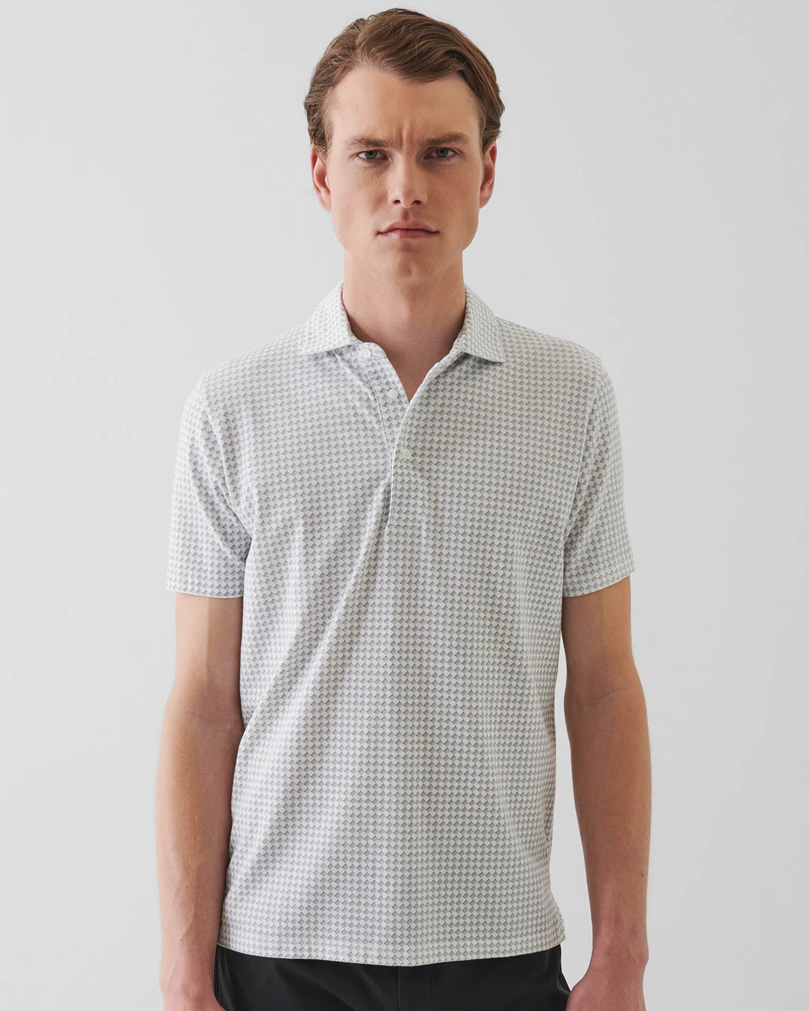 Short Sleeve Allover Print Polo