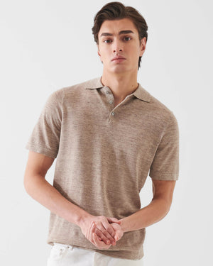 Polo en lin et soie à manches courtes