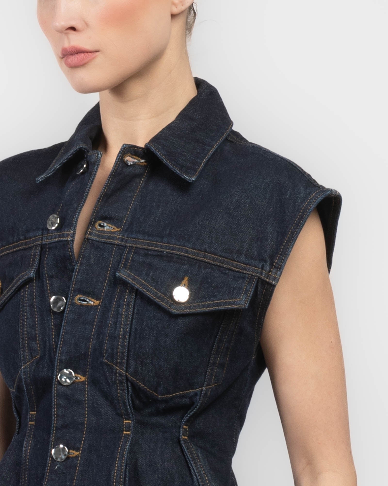 The Nipped Denim Vest