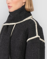 Embroidered Scarf Coat