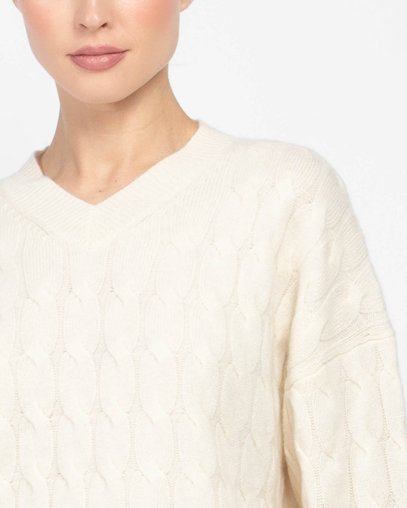 Cashmere Cable V-Neck