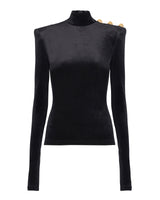 Long Sleeve Button High Neck Top