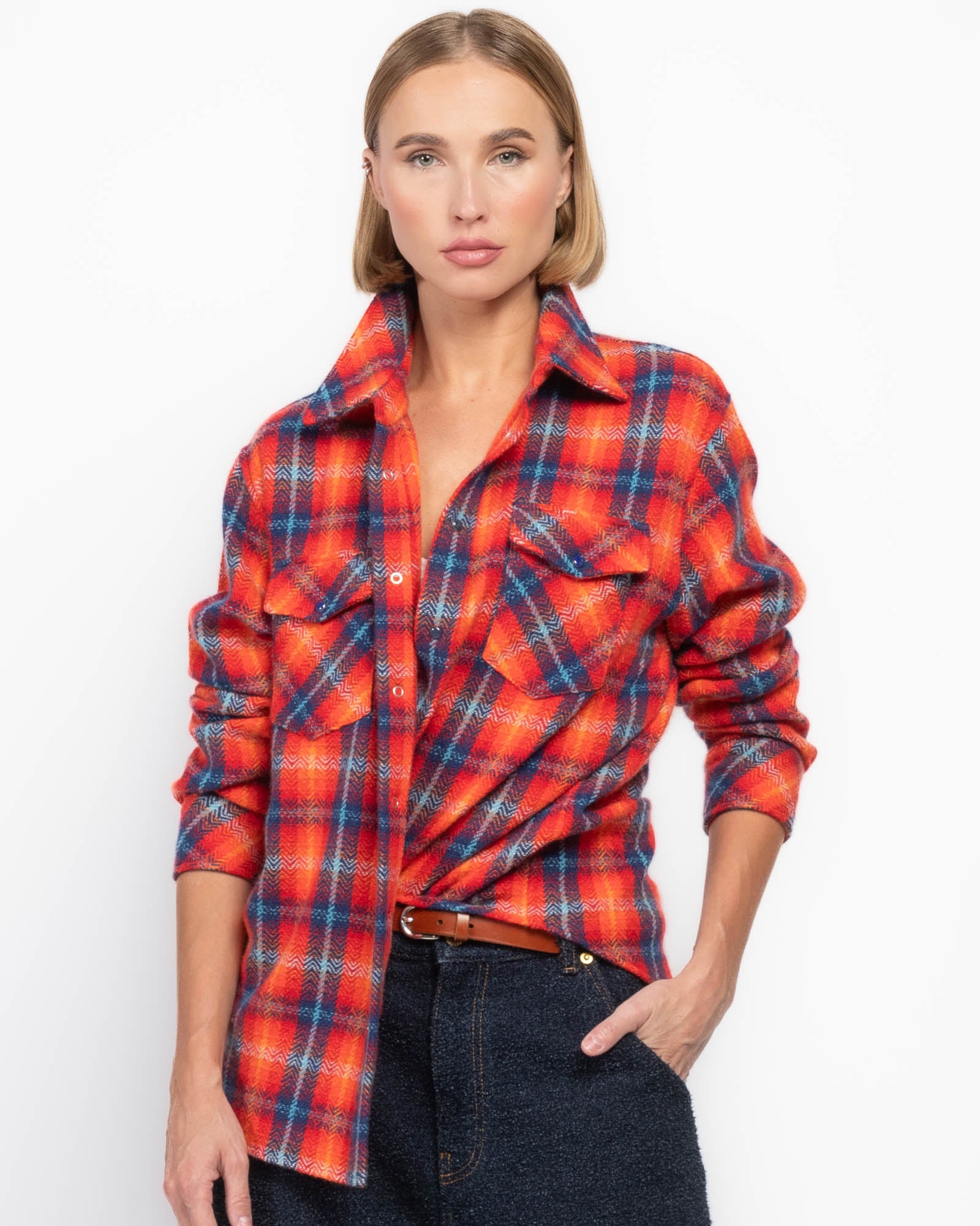 Chemise en cachemire tartan