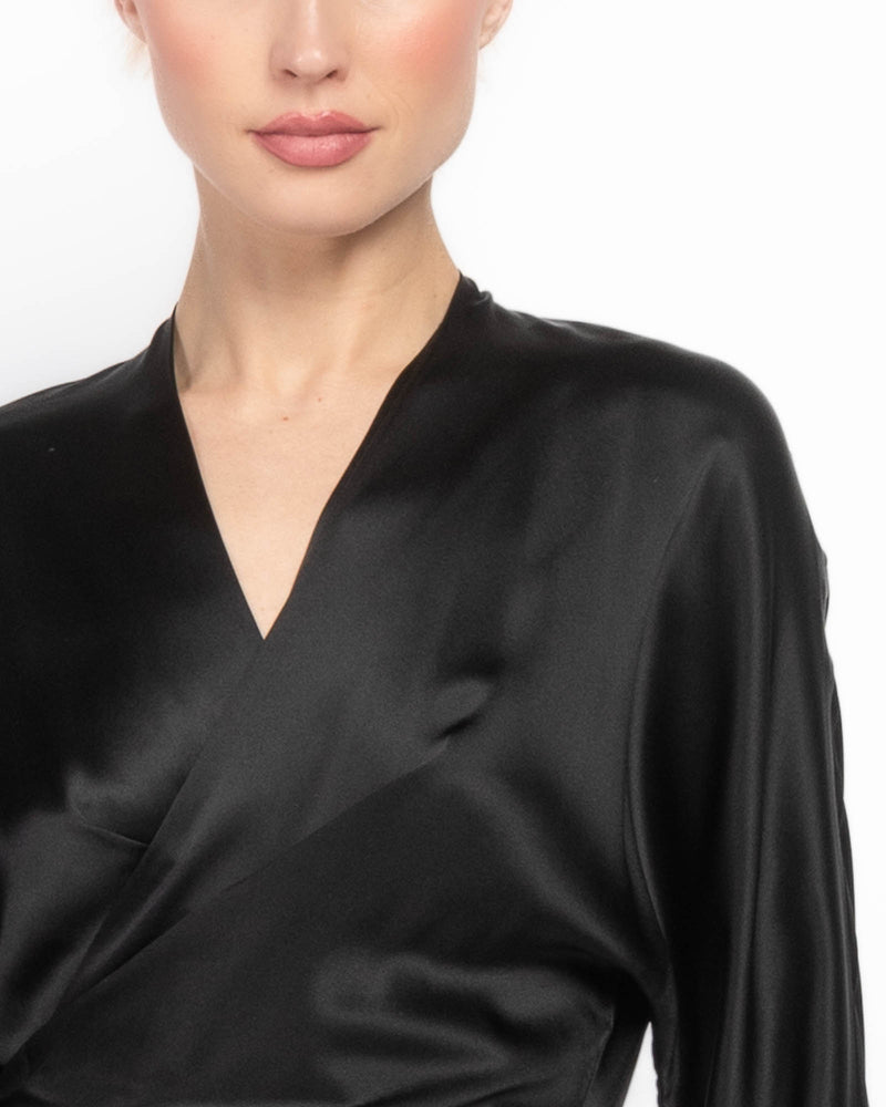 Long Sleeve Wrap Blouse