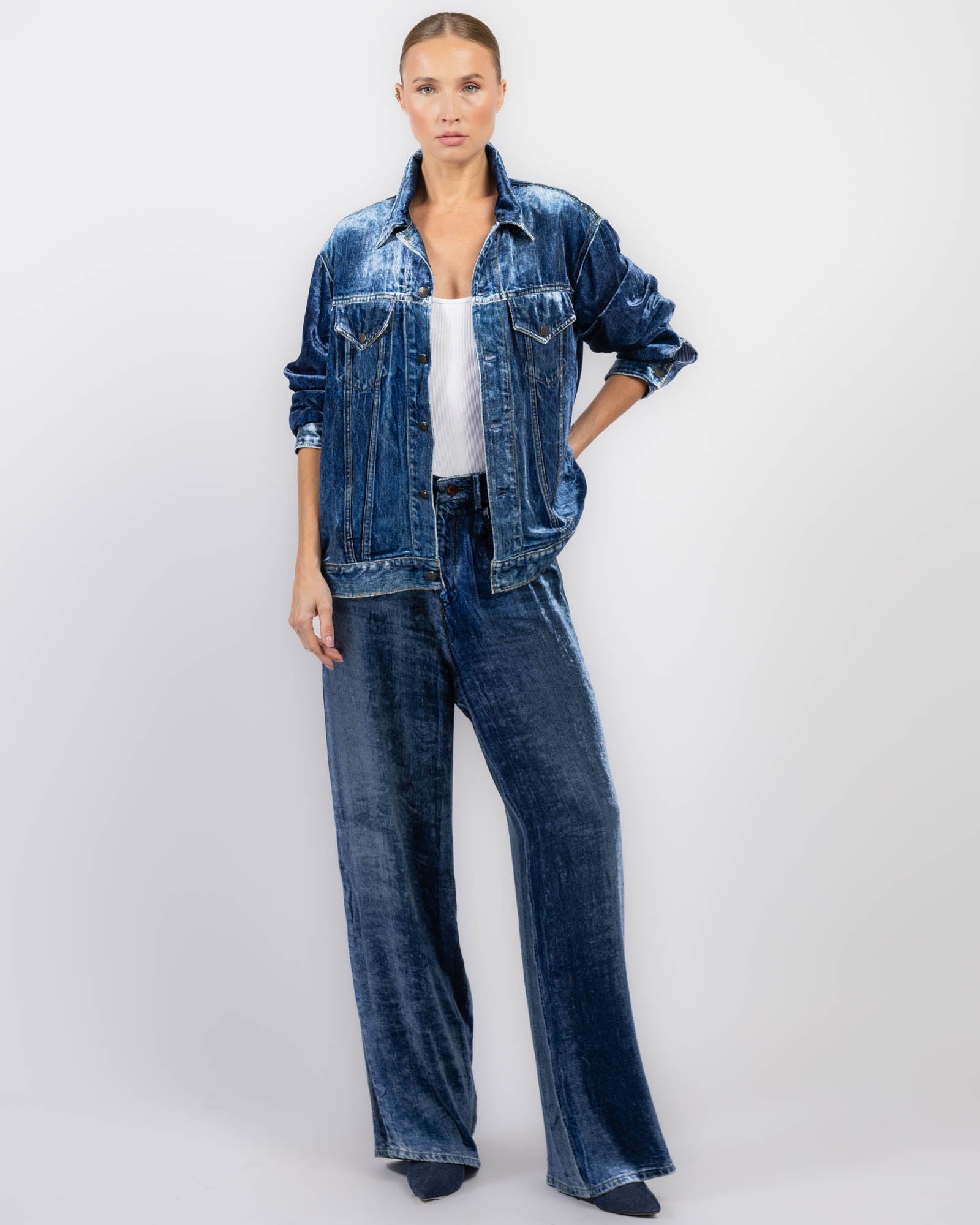 Veste en jean imprimée