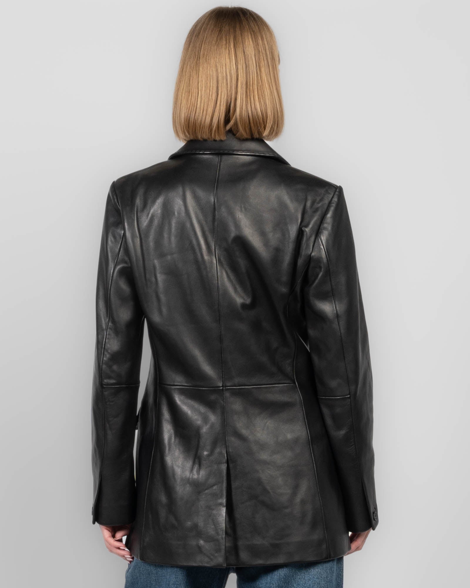 Blazer en cuir cendré