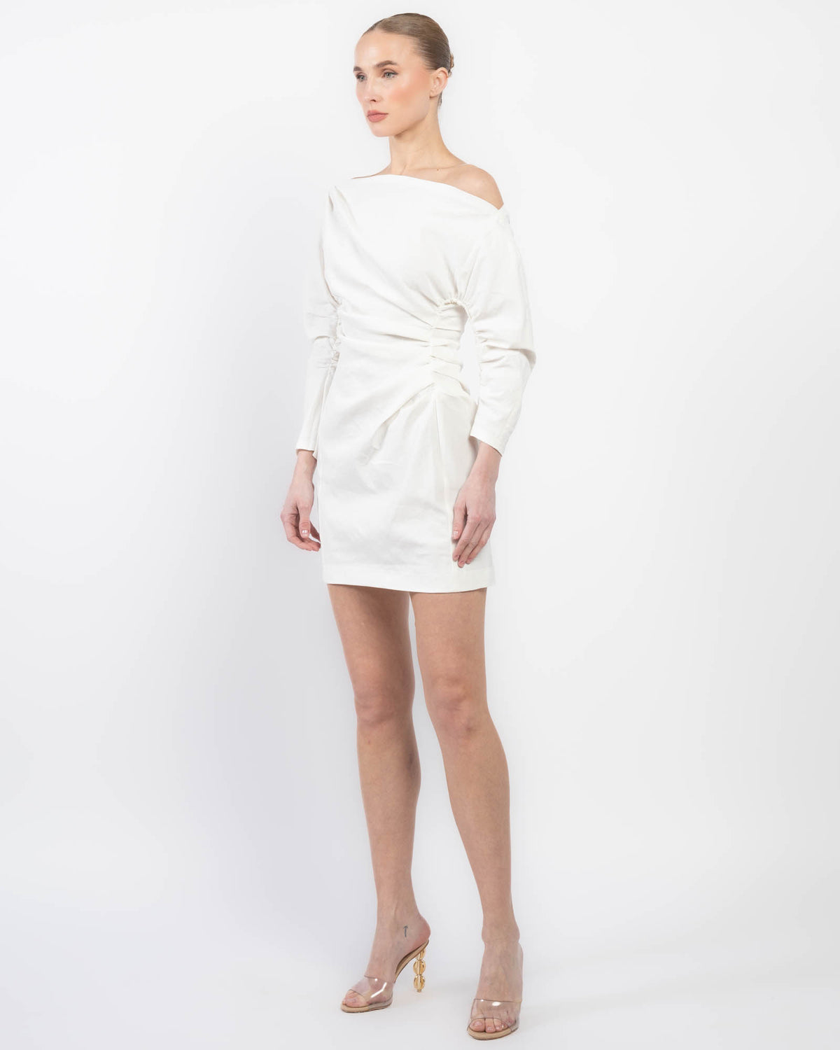 alc sona linen mini dress A.L.C. Sona Linen Mini Dress in White