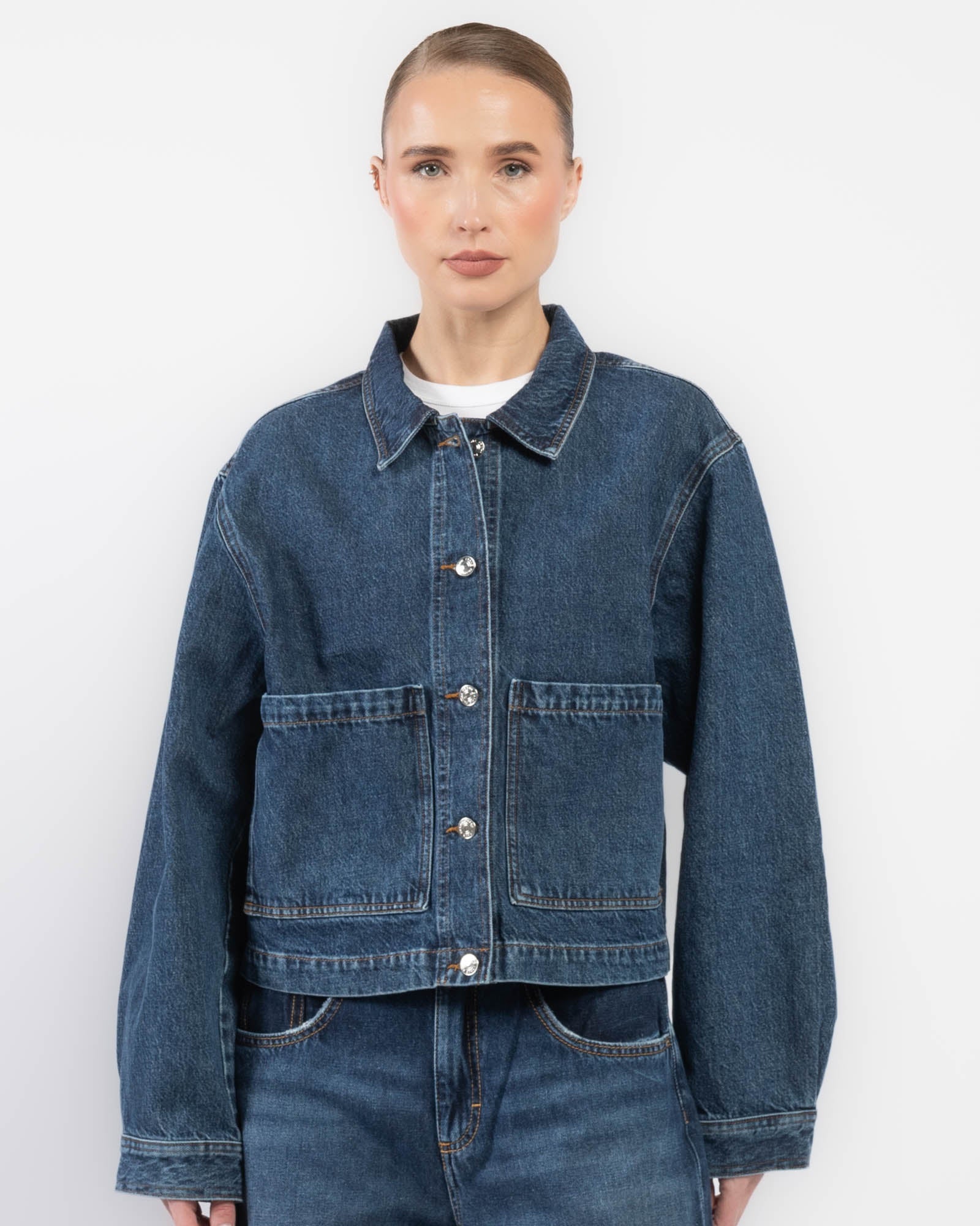 Veste en jean à poche plaquée
