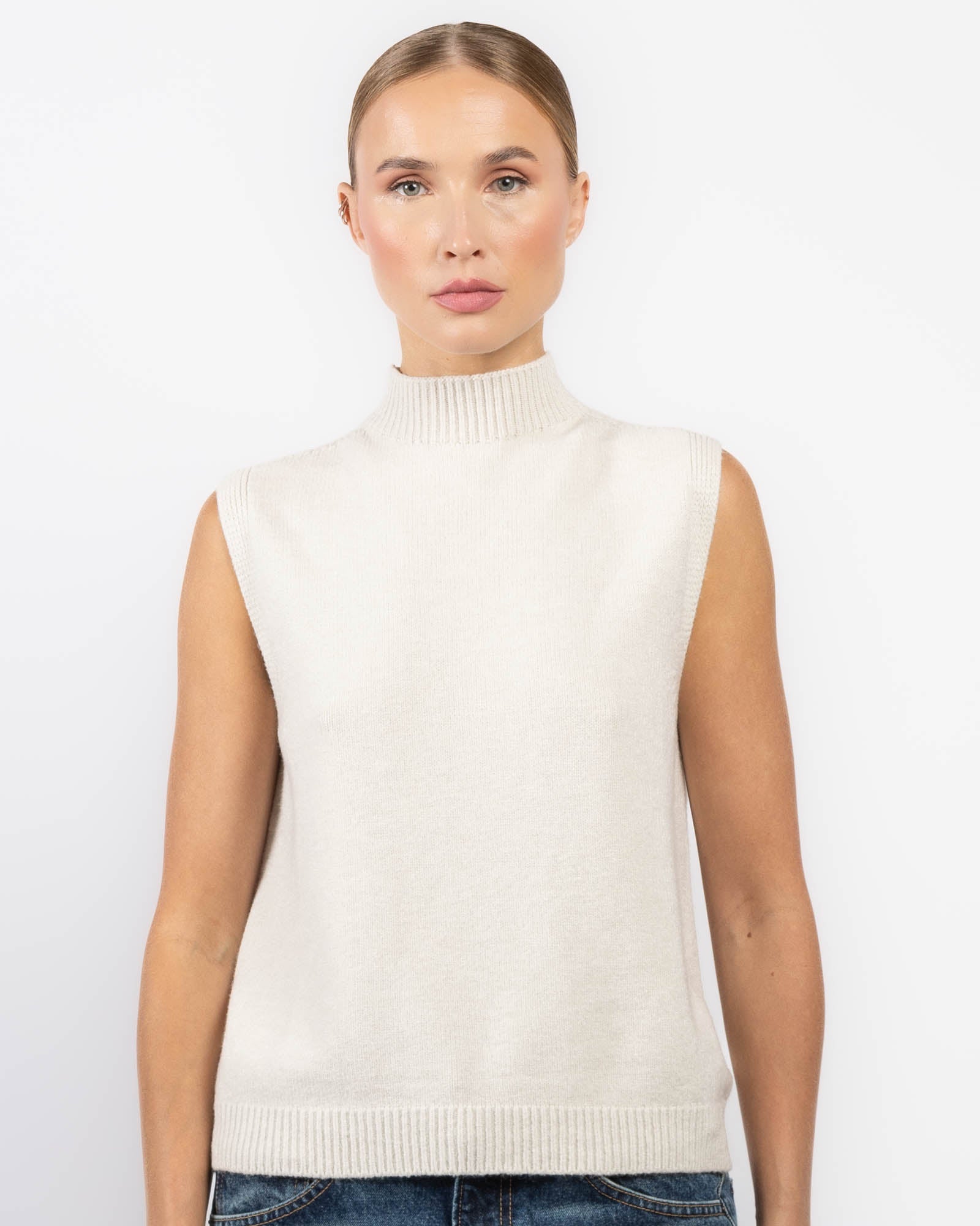【New】Deuxieme Classe Sleeveless Pullover CUFEZN Women's Half Zip Knit Sweater Vest Sleeveless Mock Neck