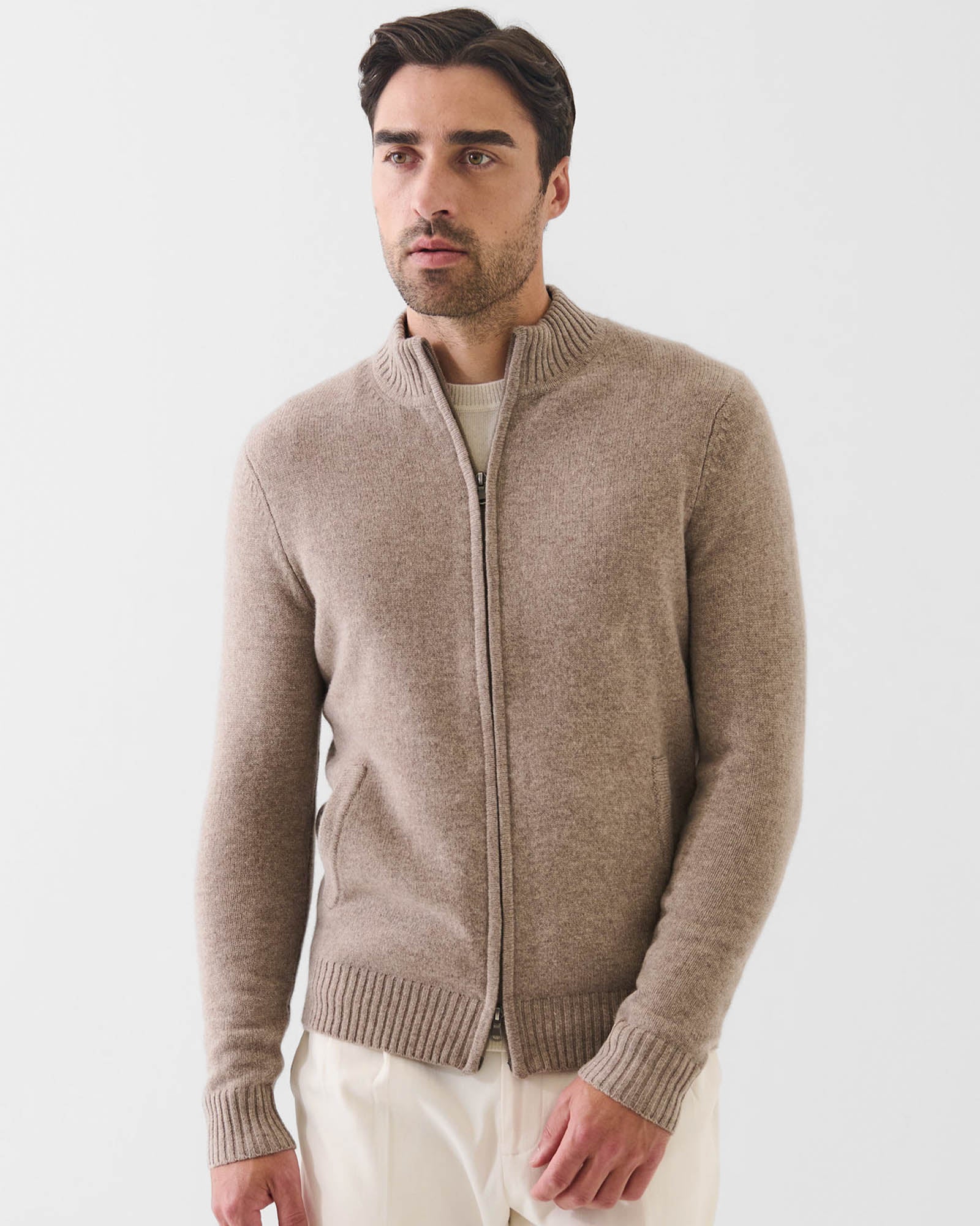 Butcher ProductS　 ZIP CARDIGAN Robert Old Sage Green Waffle Knit Full Zip Cardigan – Robert