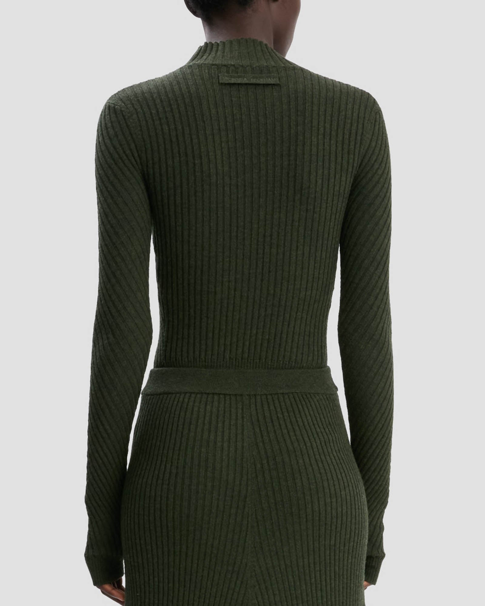 Ribbed Long Sleeve Polo Top