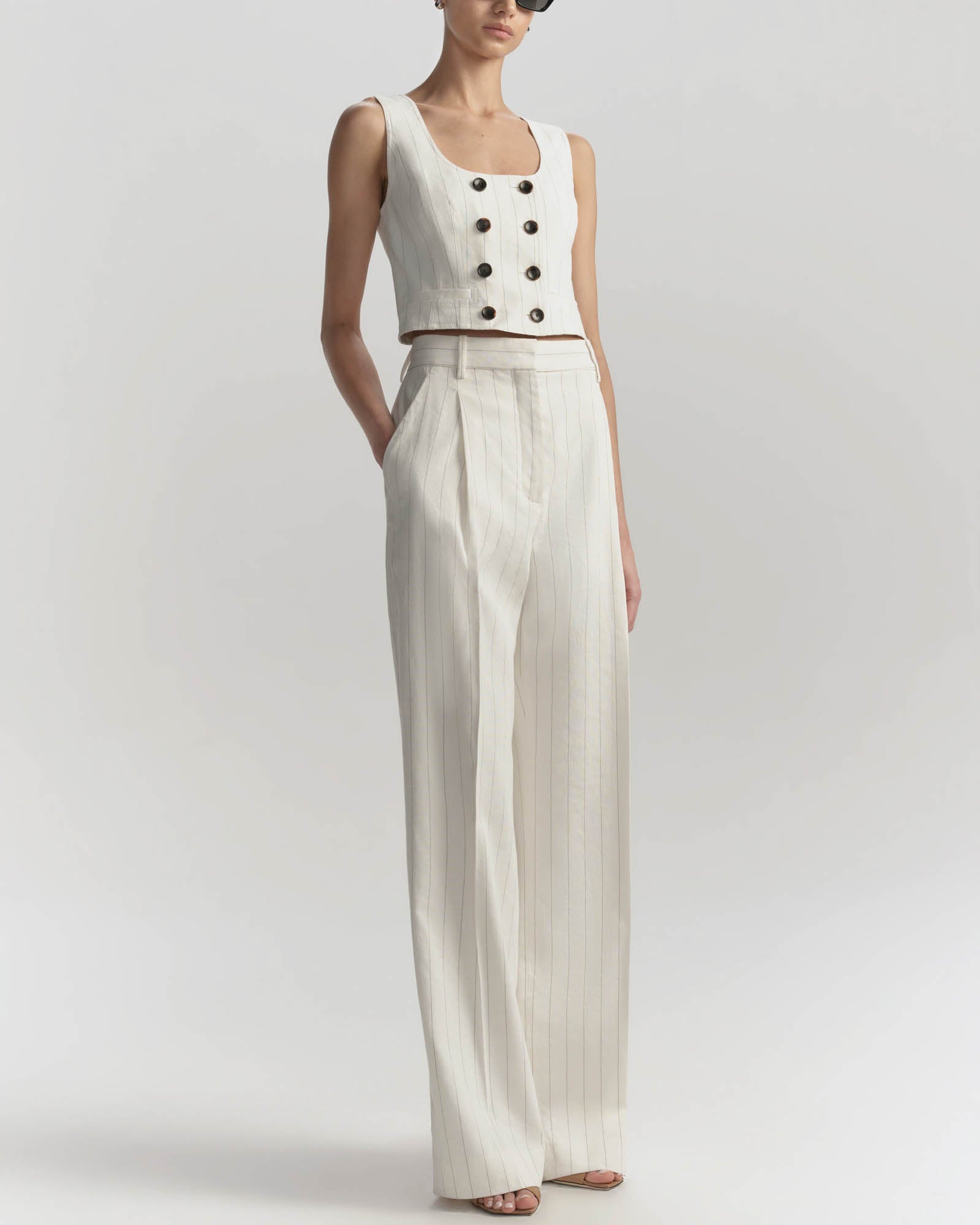 Darcy Linen Pinstripe Top