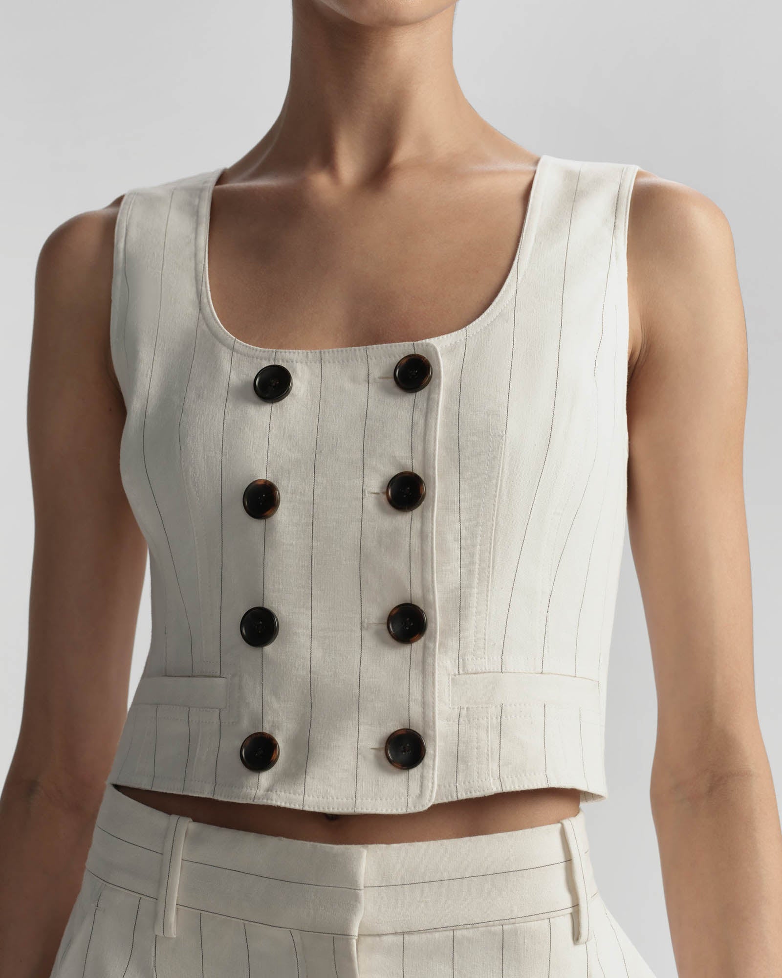 Darcy Linen Pinstripe Top