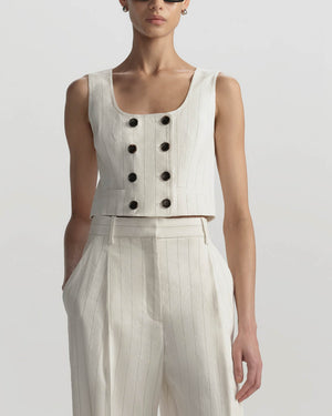 Darcy Linen Pinstripe Top