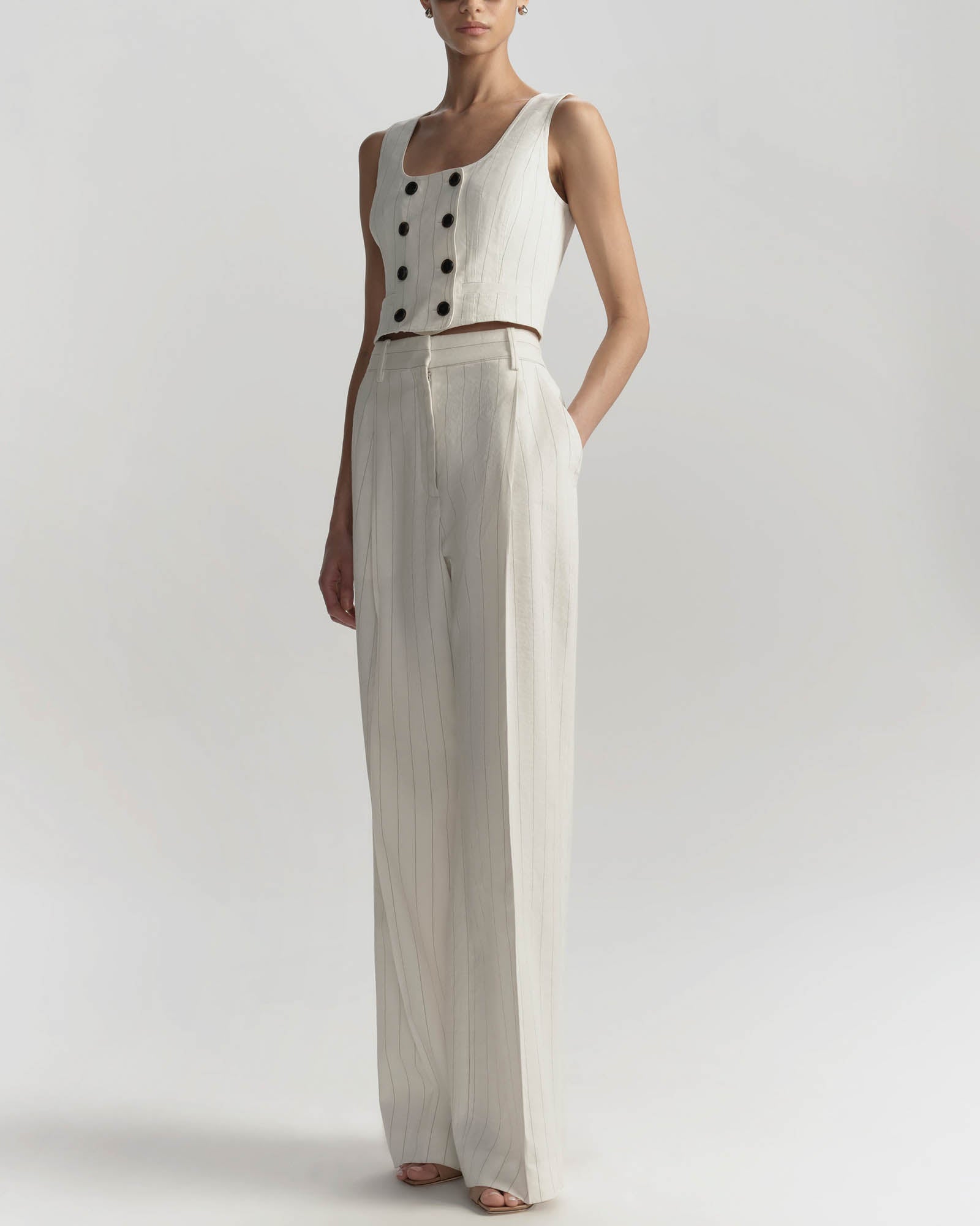 Darcy Linen Pinstripe Top