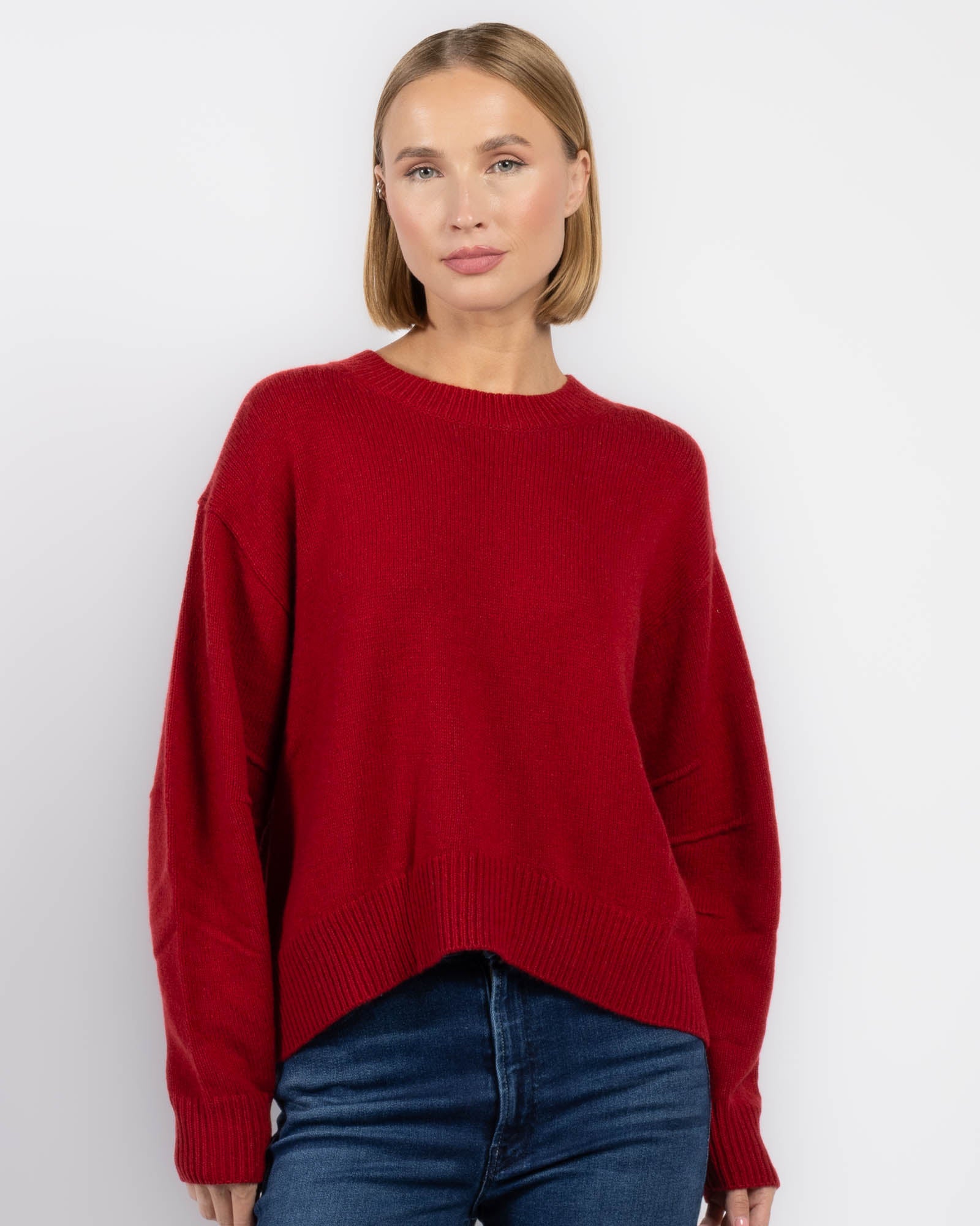 Pull ras du cou à manches plissées Hi-Lo