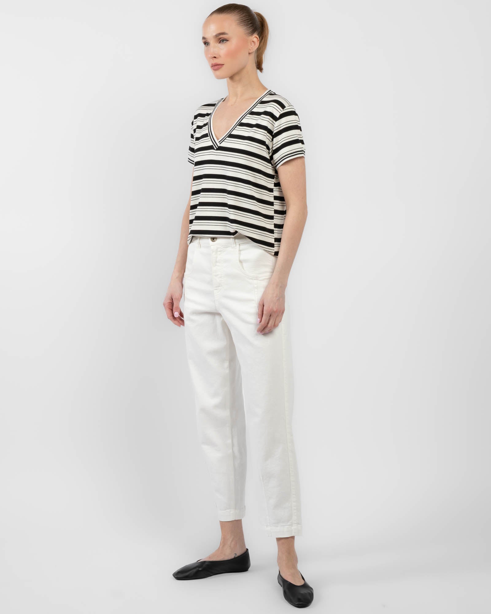Stripe V-neck Top