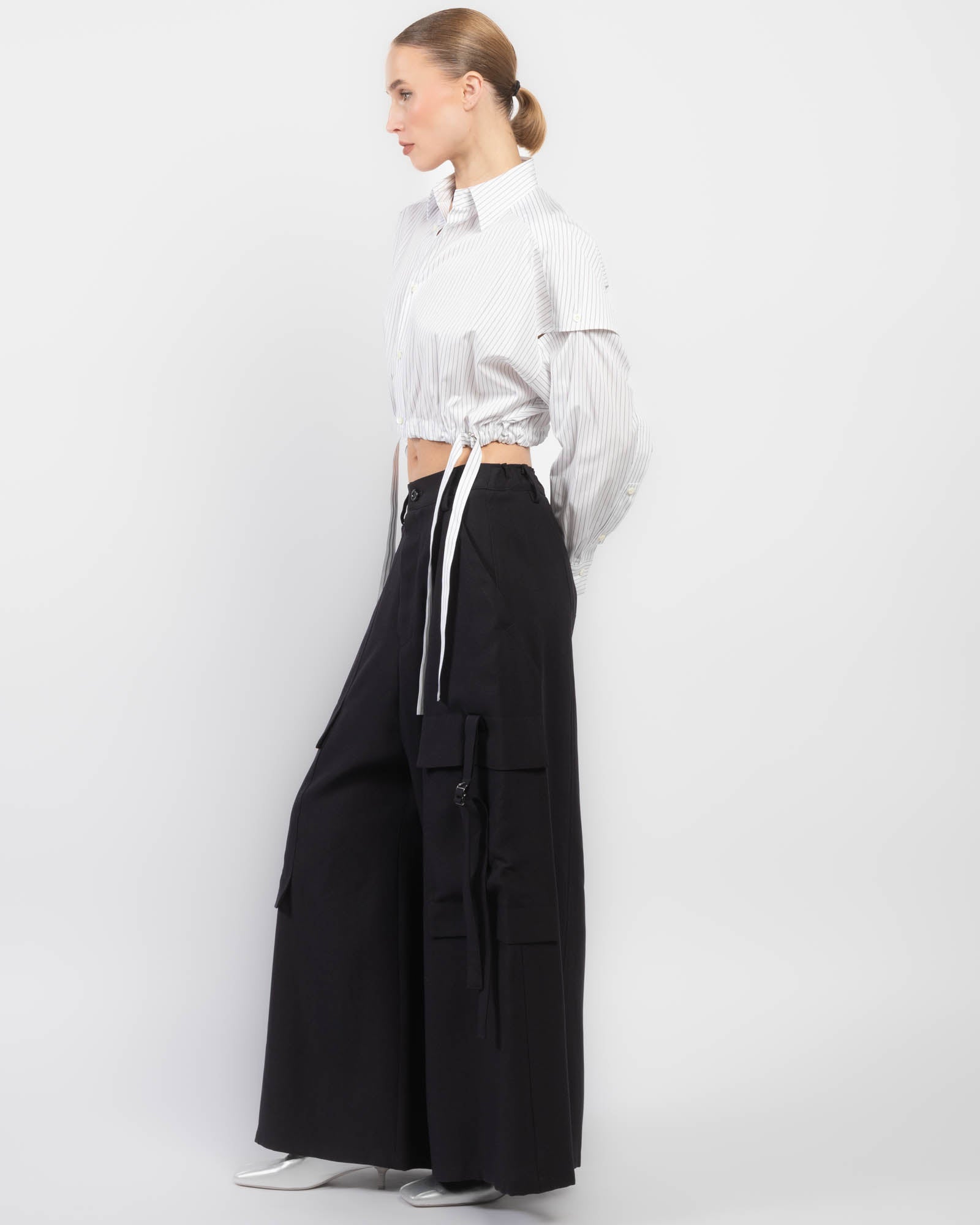 Double Belt Crop Shirt