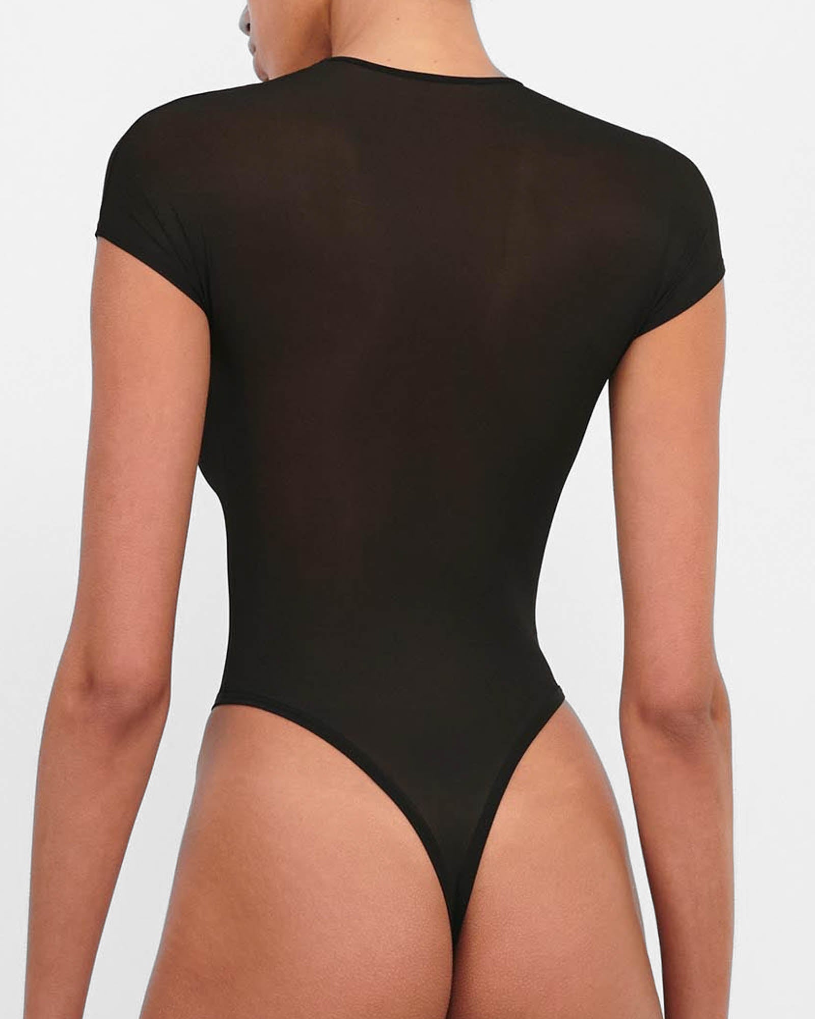 Body transparent à manches courtes