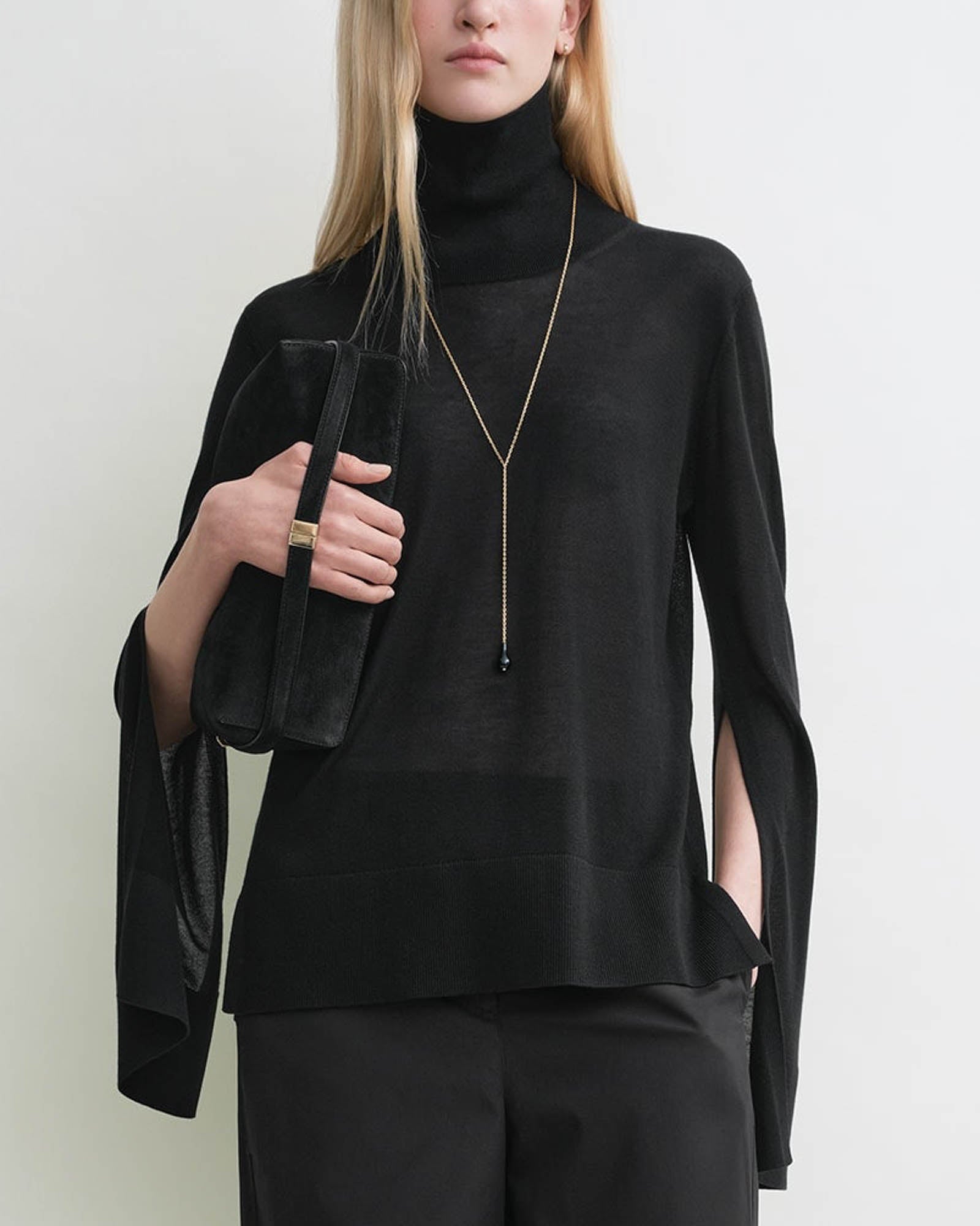 Slit Sleeve Turtleneck