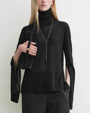 Slit Sleeve Turtleneck