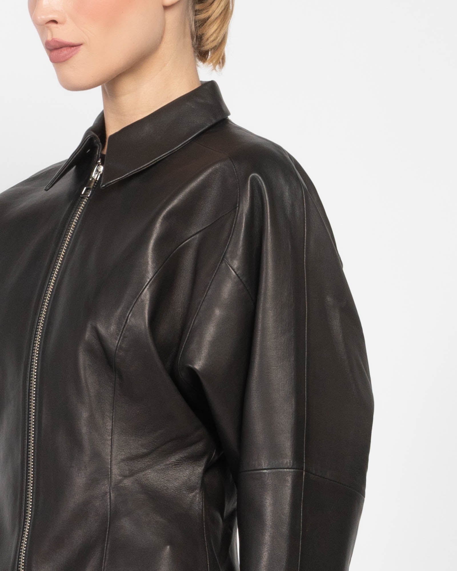 THE SEI Fitted Leather Jacket