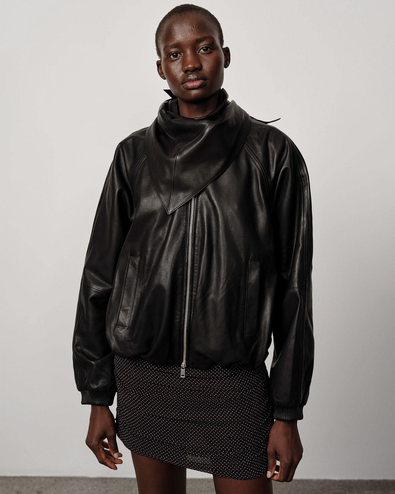 Yvette Leather Bomber Jacket