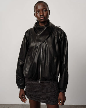Yvette Leather Bomber Jacket