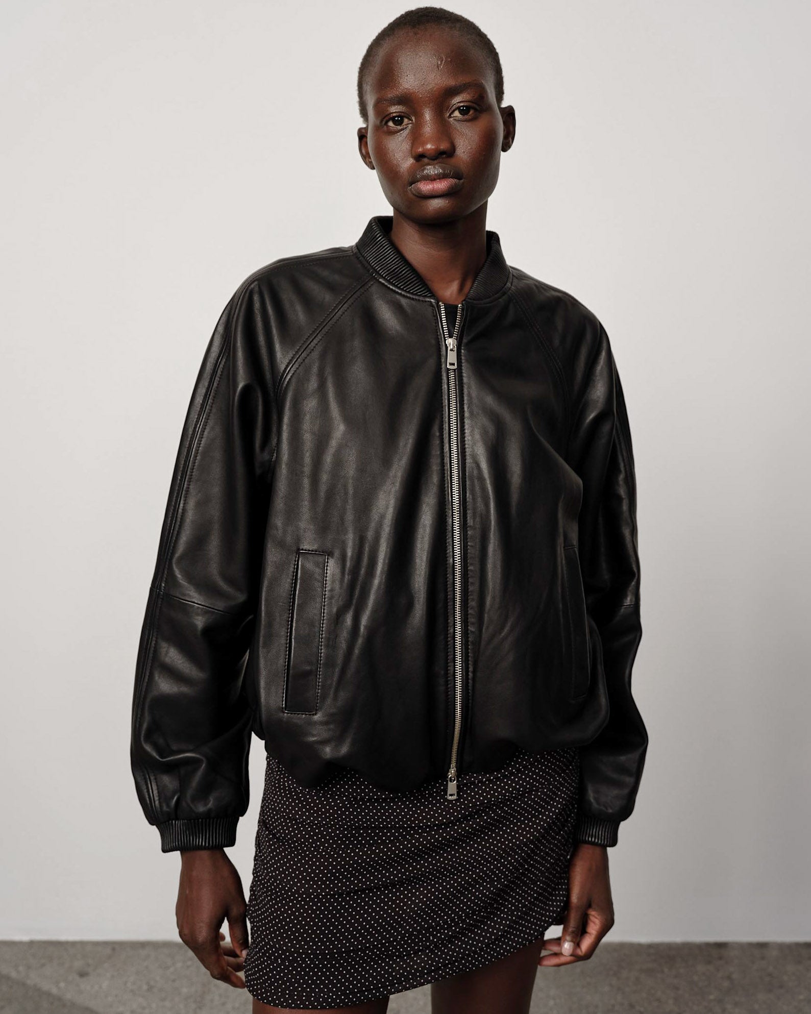 Yvette Leather Bomber Jacket