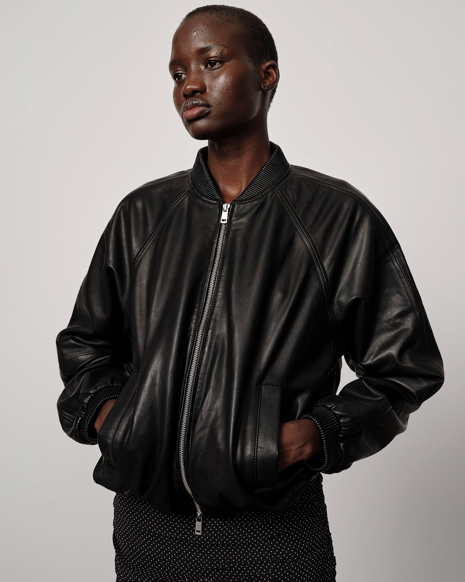 Yvette Leather Bomber Jacket